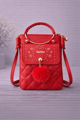 Quilted Vegan Leather Mini Crossbody Bag Bright Red - Nishat Creative Store