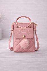 Quilted Vegan Leather Mini Crossbody Bag Soft Pink - Nishat Creative Store