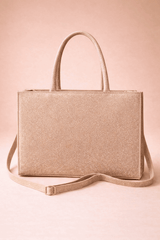 Rose Gold Shimmer Square Satchel with Gold Hardware - Nishat Creative Store