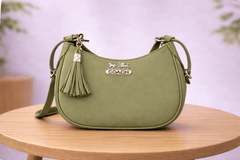 Sage Green Coach Hobo Bag – Leather with Tassel Accent - Nishat Creative Store