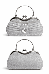Sparkling Silver Pleated Crystal Clutch - Nishat Creative Store