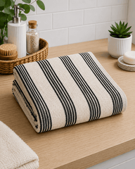 Striped Cotton Hand Towel – Cream & Black (Pack of 2) - Nishat Creative Store