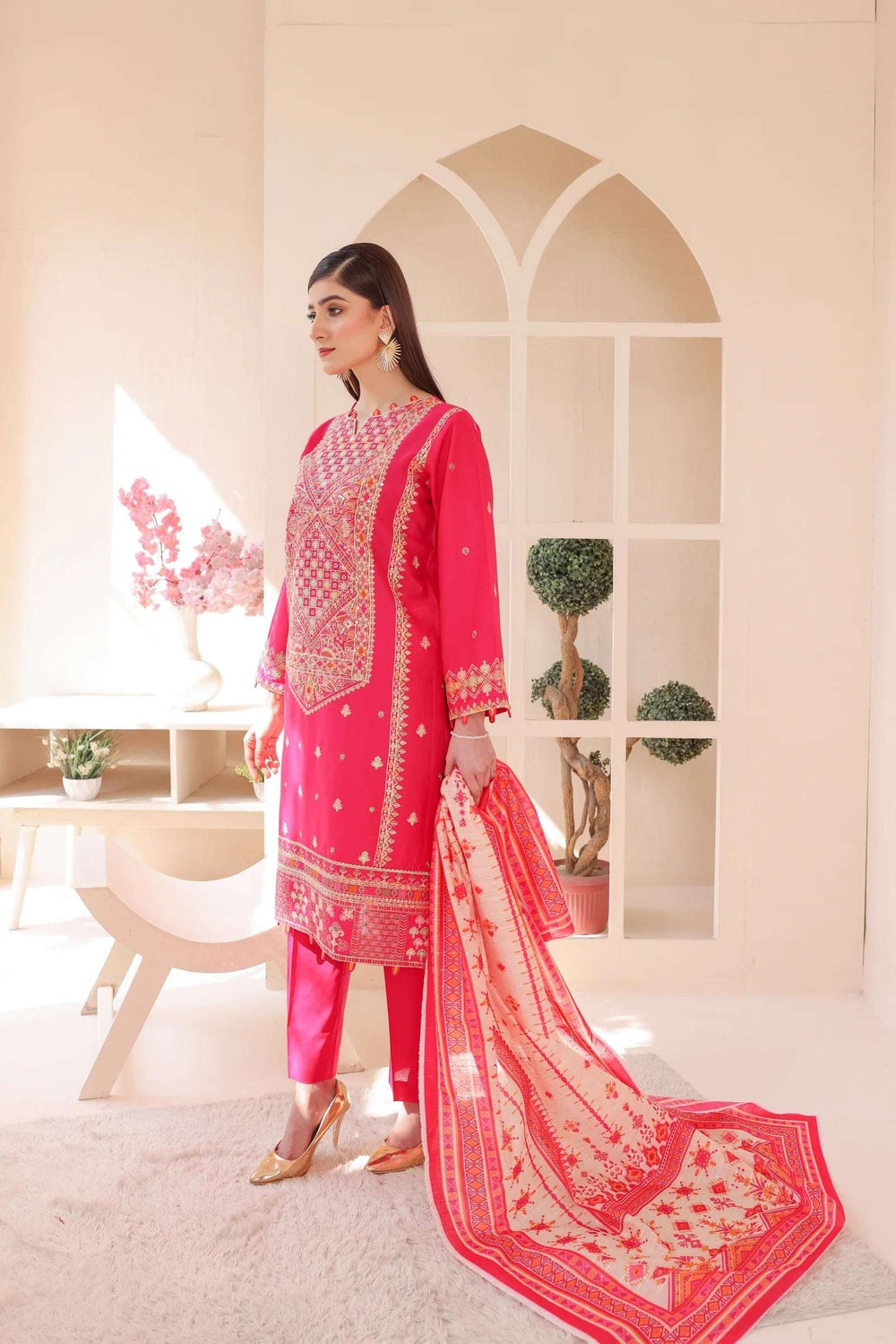 3 Piece – Embroidered Cotton Suit # 13