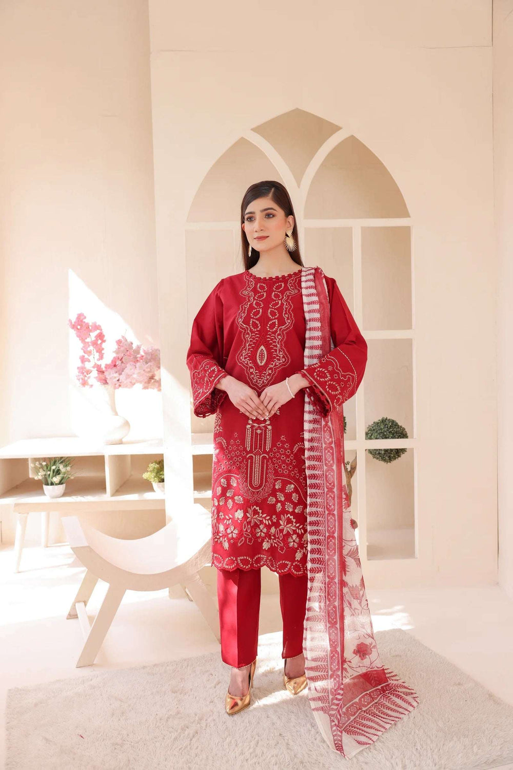 3 Piece – Embroidered Cotton Suit # 14