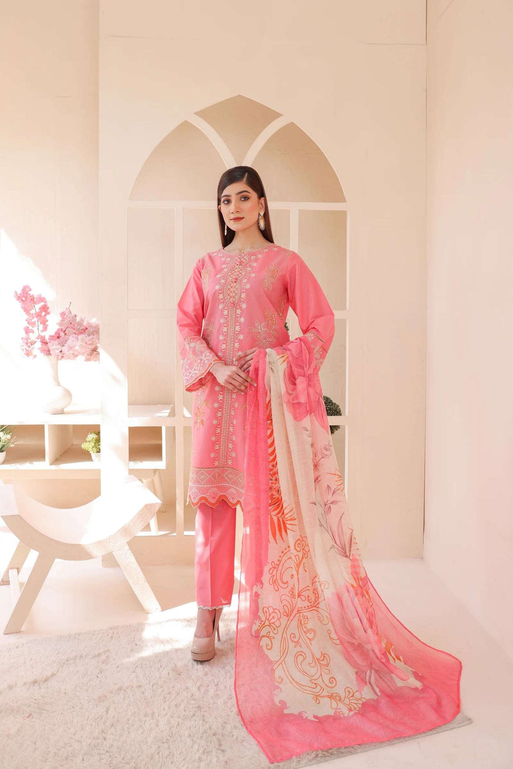 3 Piece – Embroidered Cotton Suit # 15