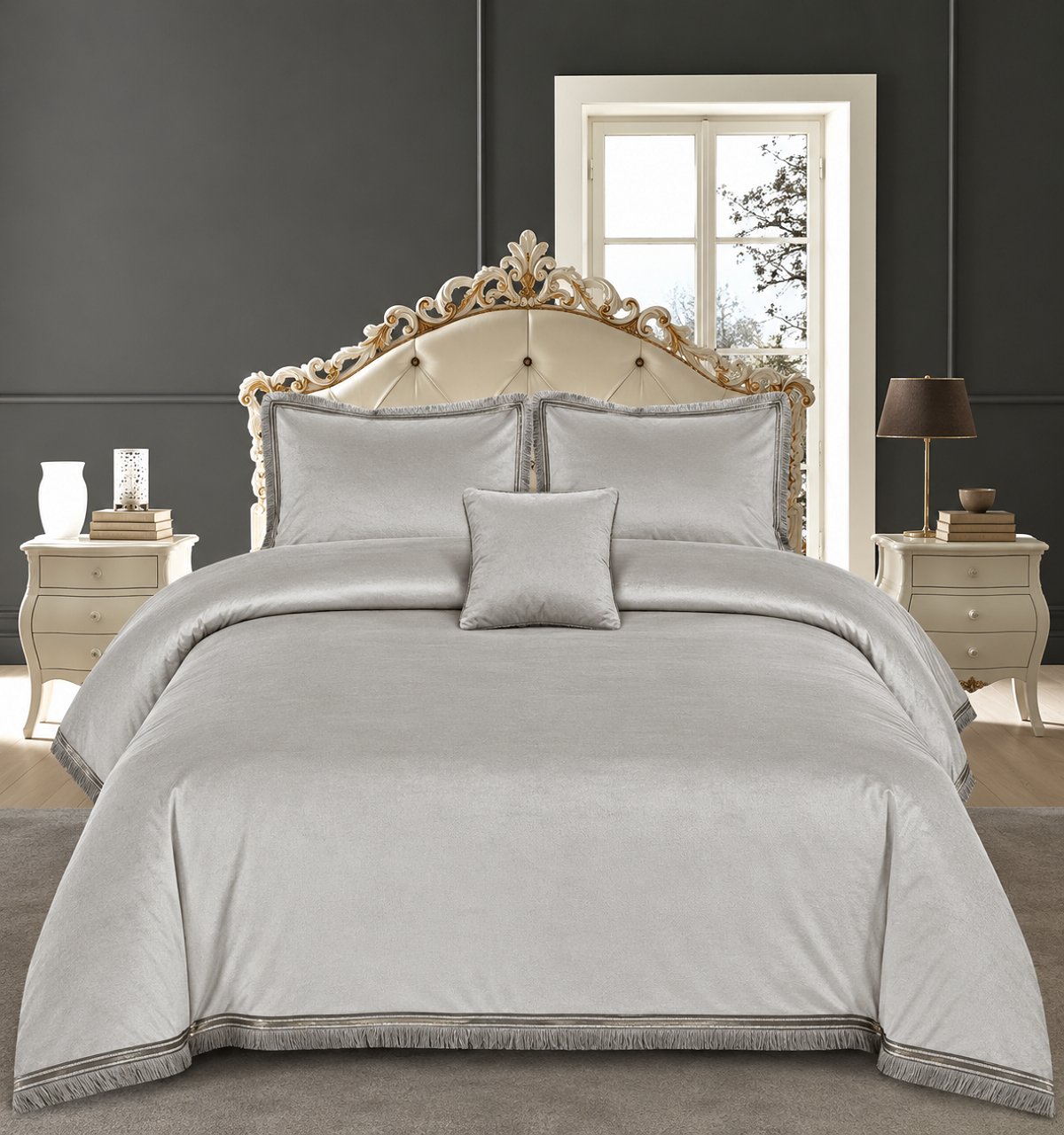 Heavy Velvet & Leather Bed Sheet Set – 4 Pcs Design Code 569