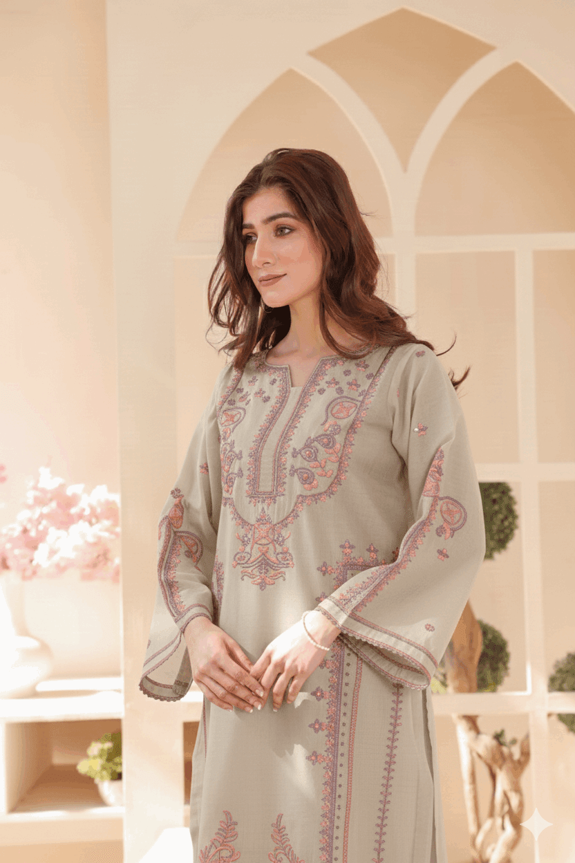 2 Piece – Embroidered Cotton Suit  32 - Nishat Creative Store