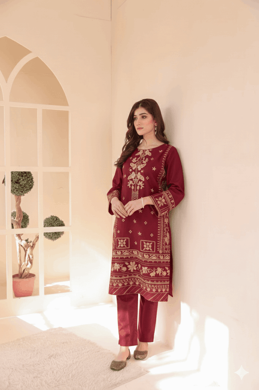 2 Piece – Embroidered Cotton Suit  40 - Nishat Creative Store