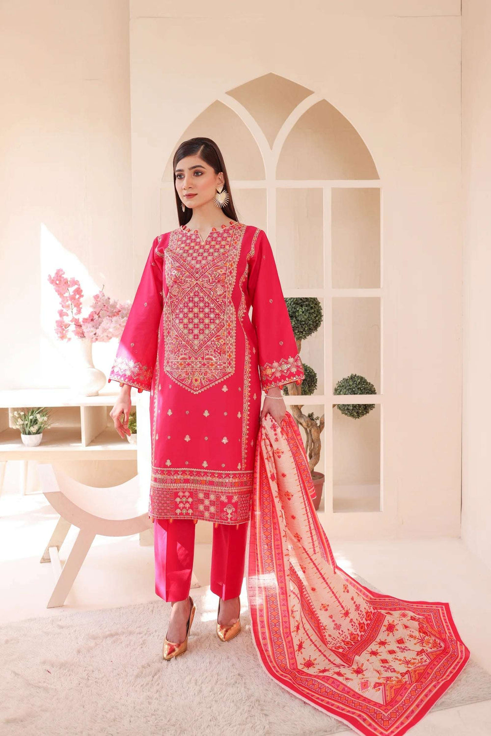 3 Piece – Embroidered Cotton Suit  13 - Nishat Creative Store