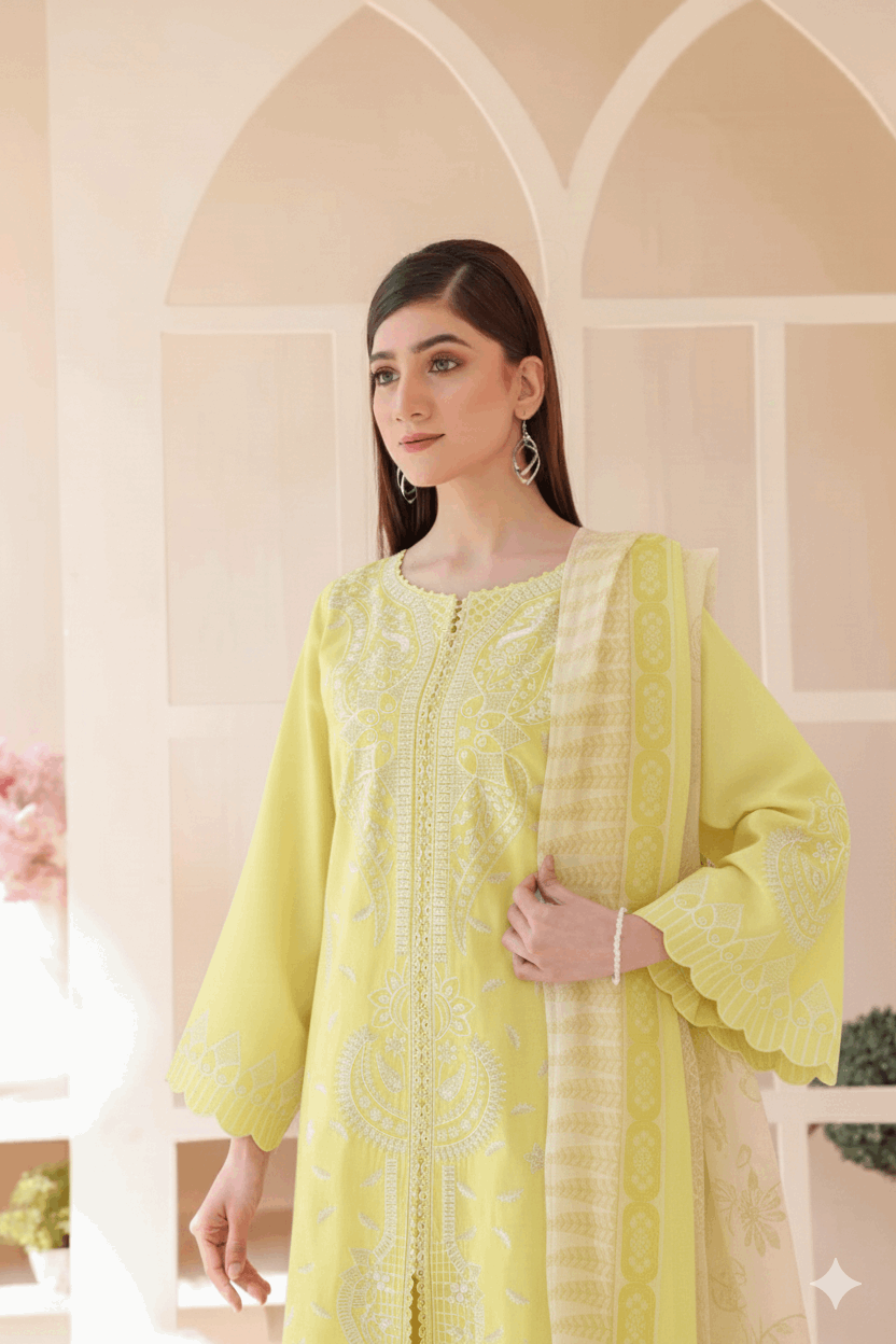 3 Piece – Embroidered Cotton Suit  37 - Nishat Creative Store