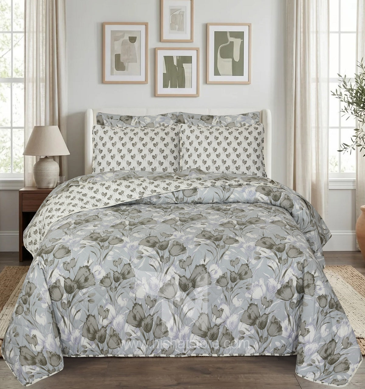 Quilted Comforter Set 6 Pcs Design 1017