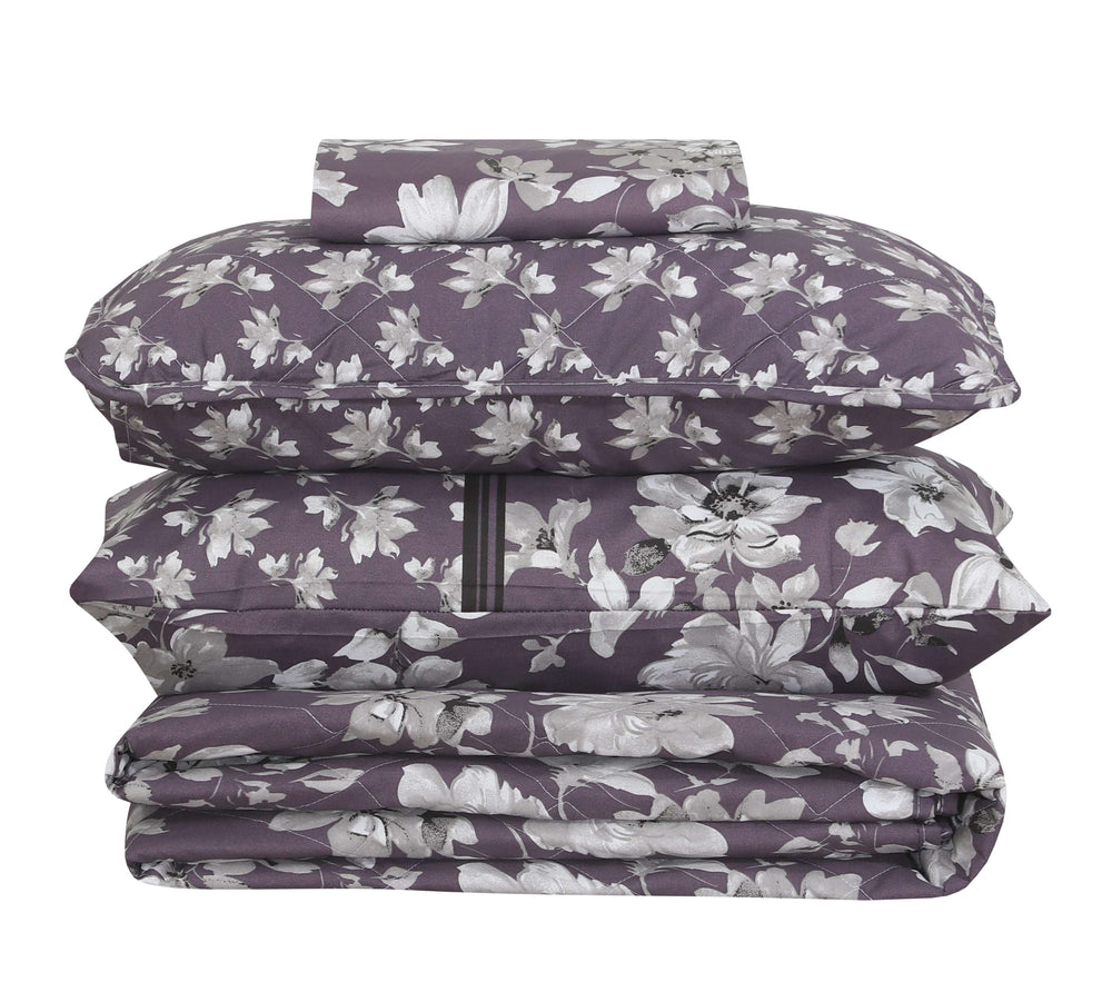Quilted Comforter Set 6 Pcs Design 1002