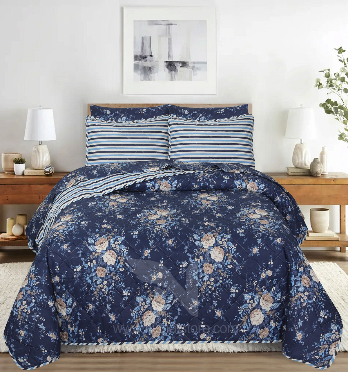 Quilted Comforter Set 6 Pcs Design 1019