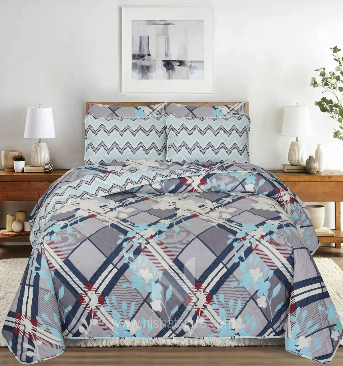 Quilted Comforter Set 6 Pcs Design 1020