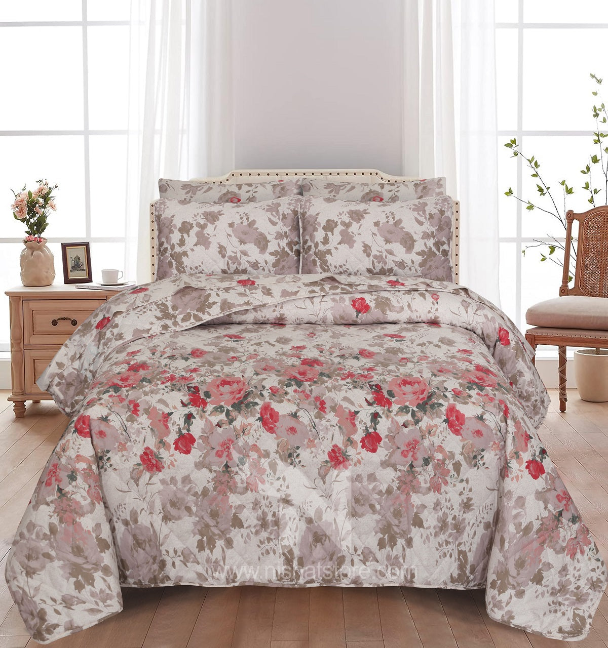 Quilted Comforter Set 6 Pcs Design 1011