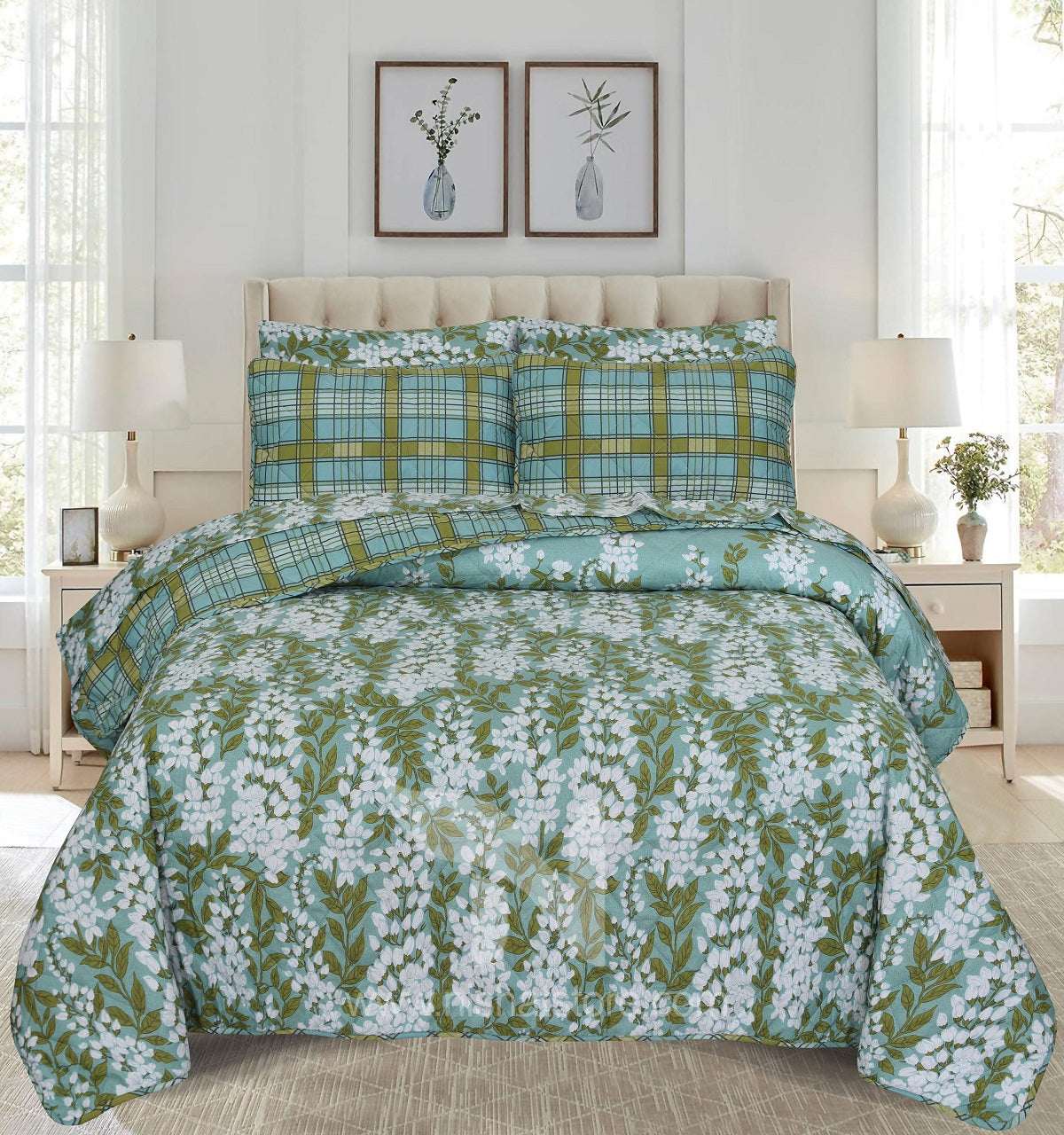 Quilted Comforter Set 6 Pcs Design 1012