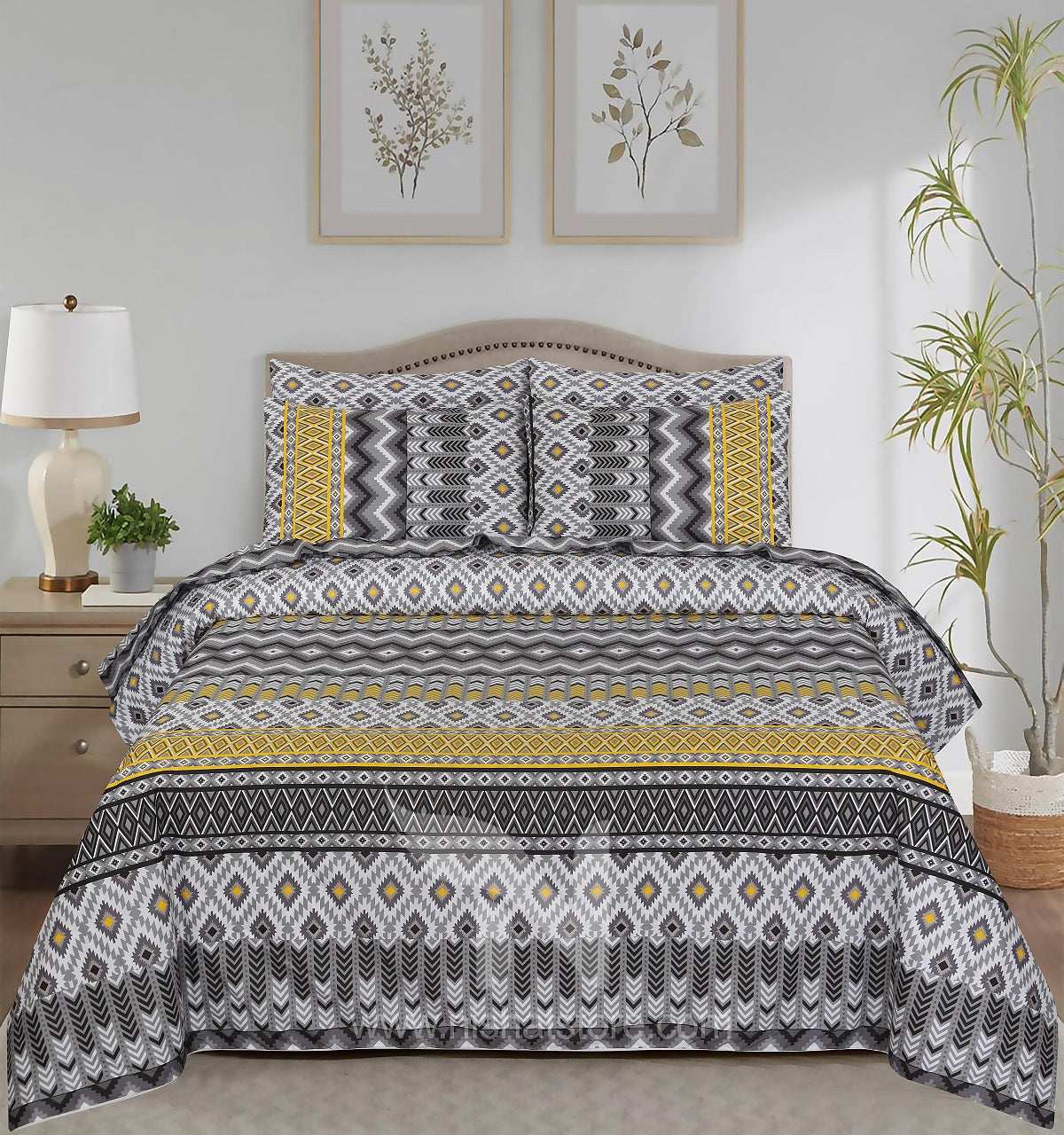Floral Reversible Cotton Quilt Cover 6 Pcs Design #199