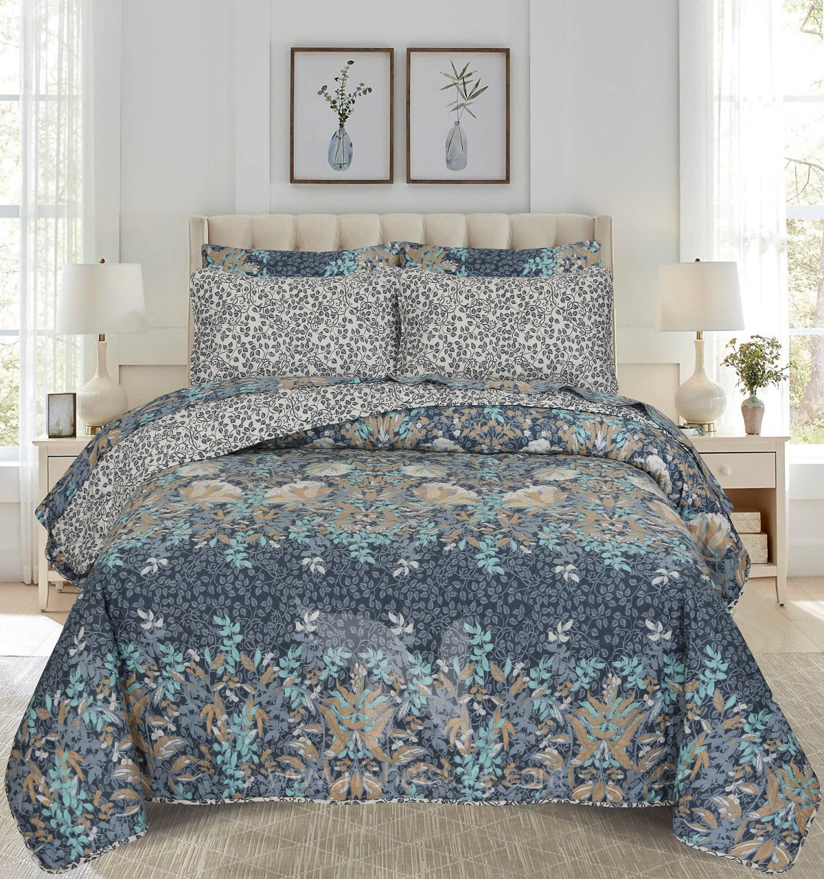 Quilted Comforter Set 6 Pcs Design 1013