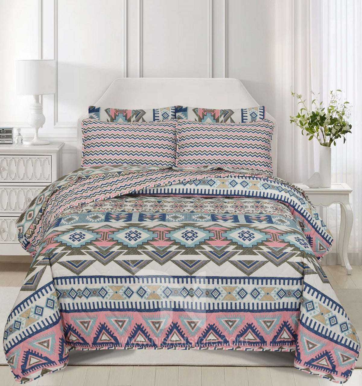Quilted Comforter Set 6 Pcs Design 1016