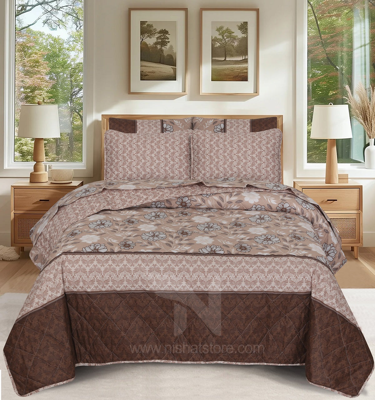 Quilted Comforter Set 6 Pcs Design 1025