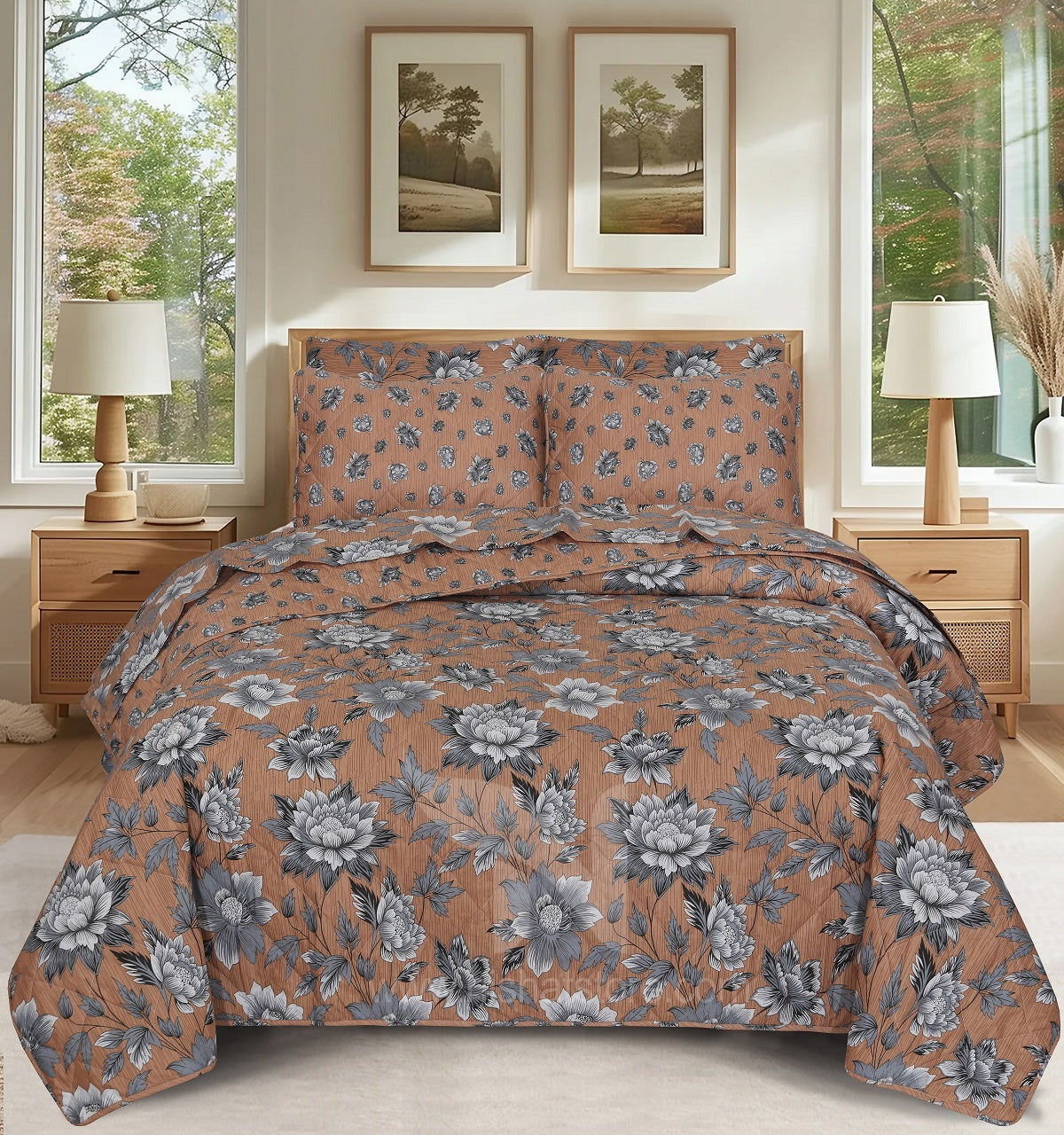Quilted Comforter Set 6 Pcs Design 1026