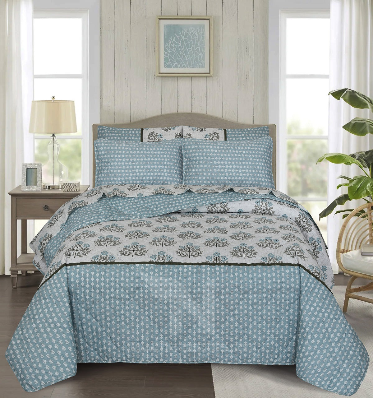Quilted Comforter Set 6 Pcs Design 1028