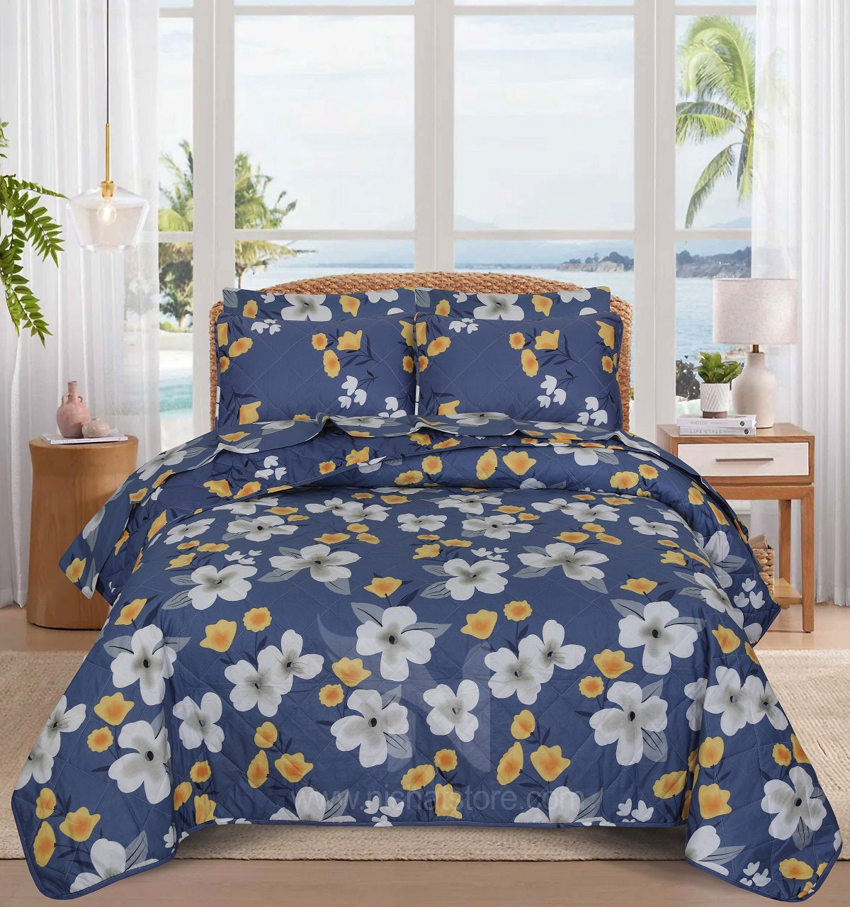 Quilted Comforter Set 6 Pcs Design 1032