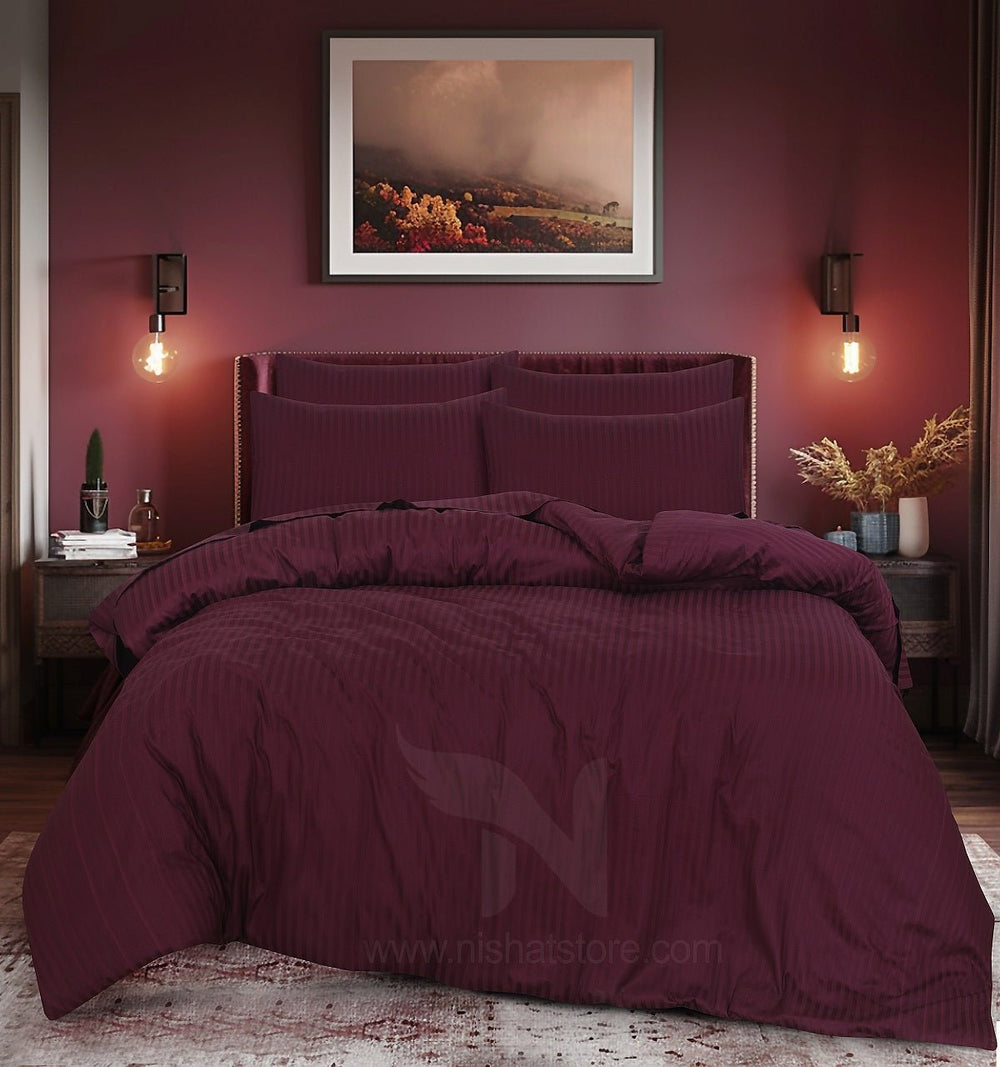 6 Pcs Stripe Satin Quilt Cover Design 228 - Nishat Creative Store