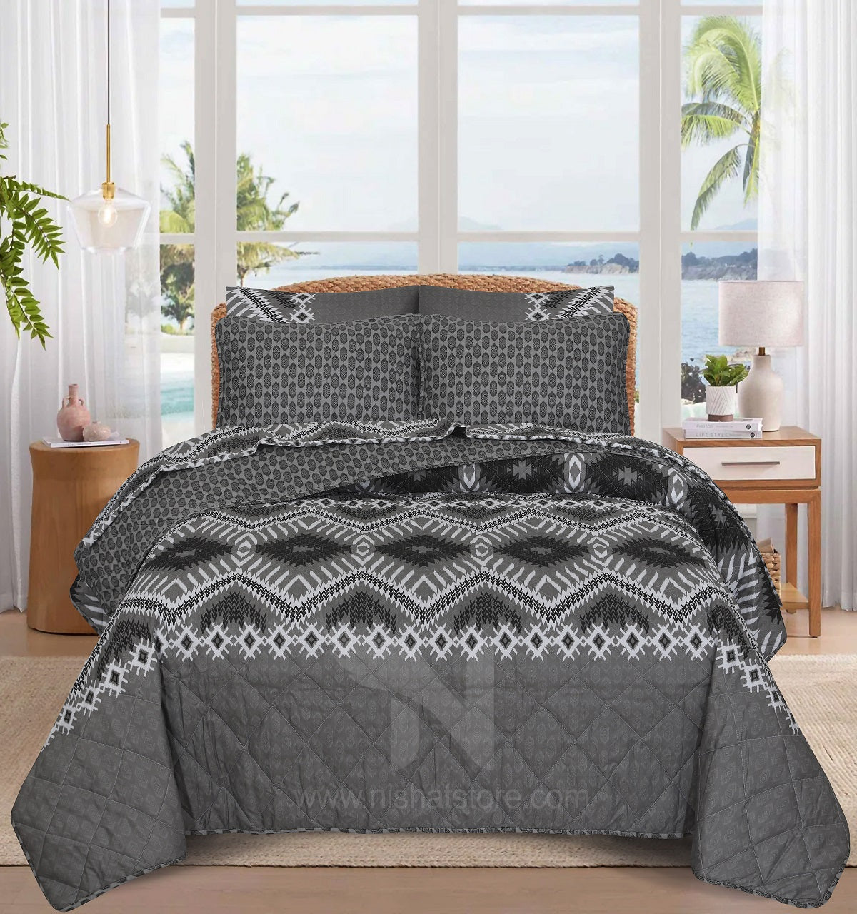 Quilted Comforter Set 6 Pcs Design 1034