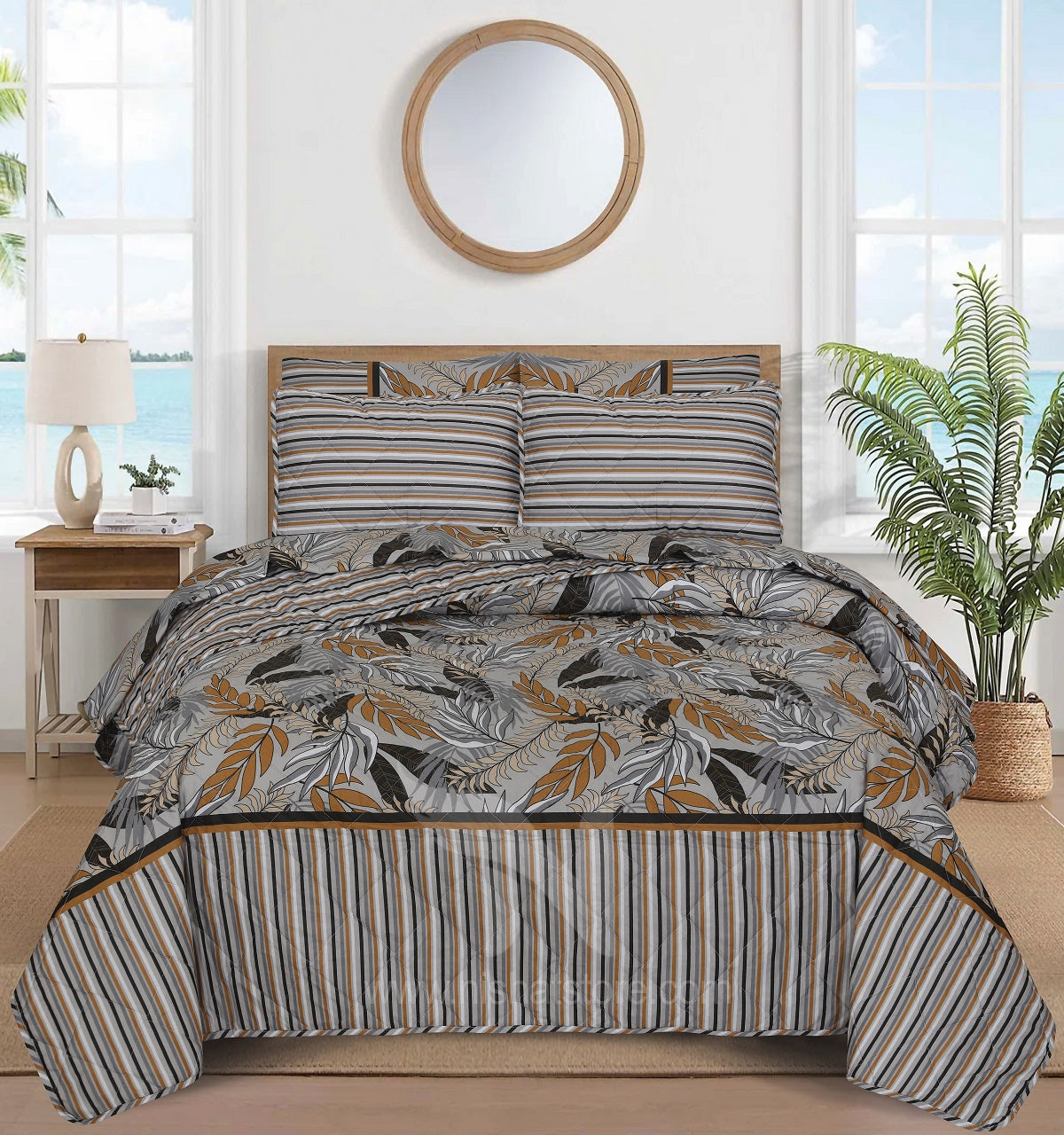 Quilted Comforter Set 6 Pcs Design 1038