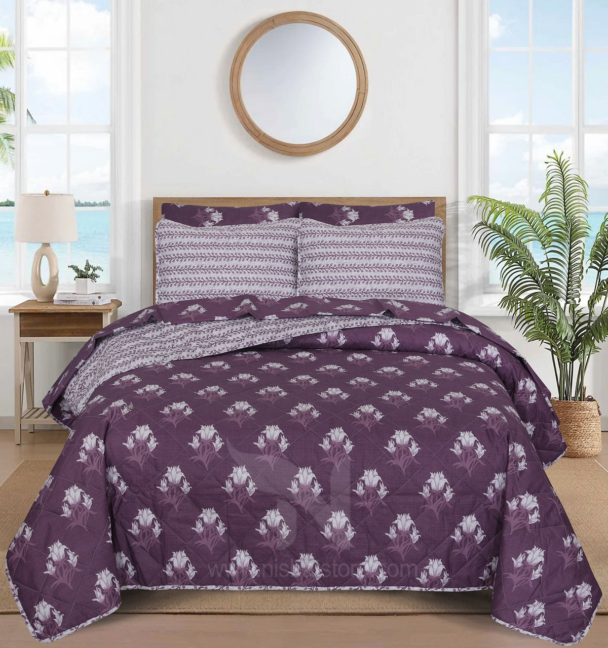 Quilted Comforter Set 6 Pcs Design 1039