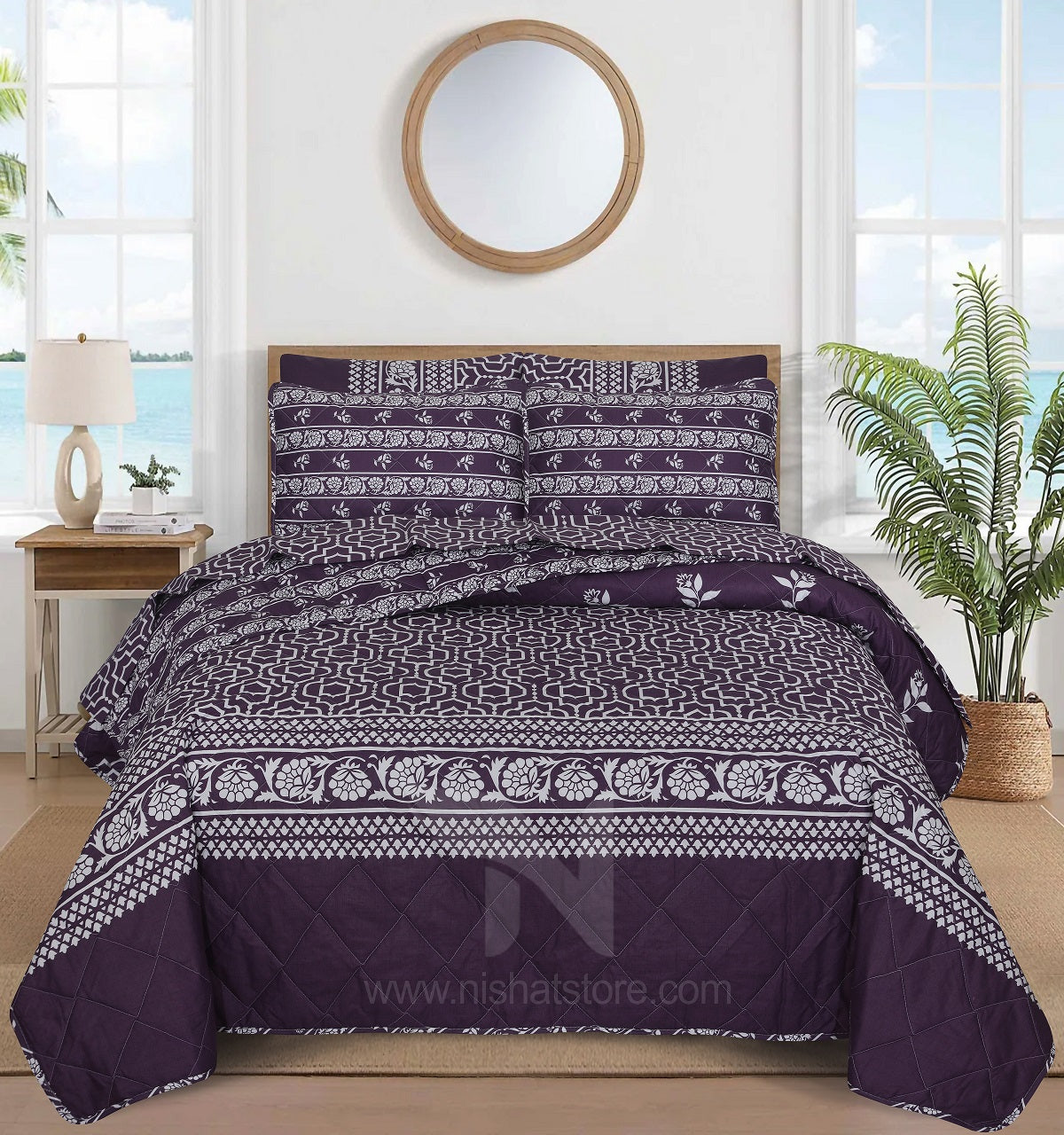 Quilted Comforter Set 6 Pcs Design 1040
