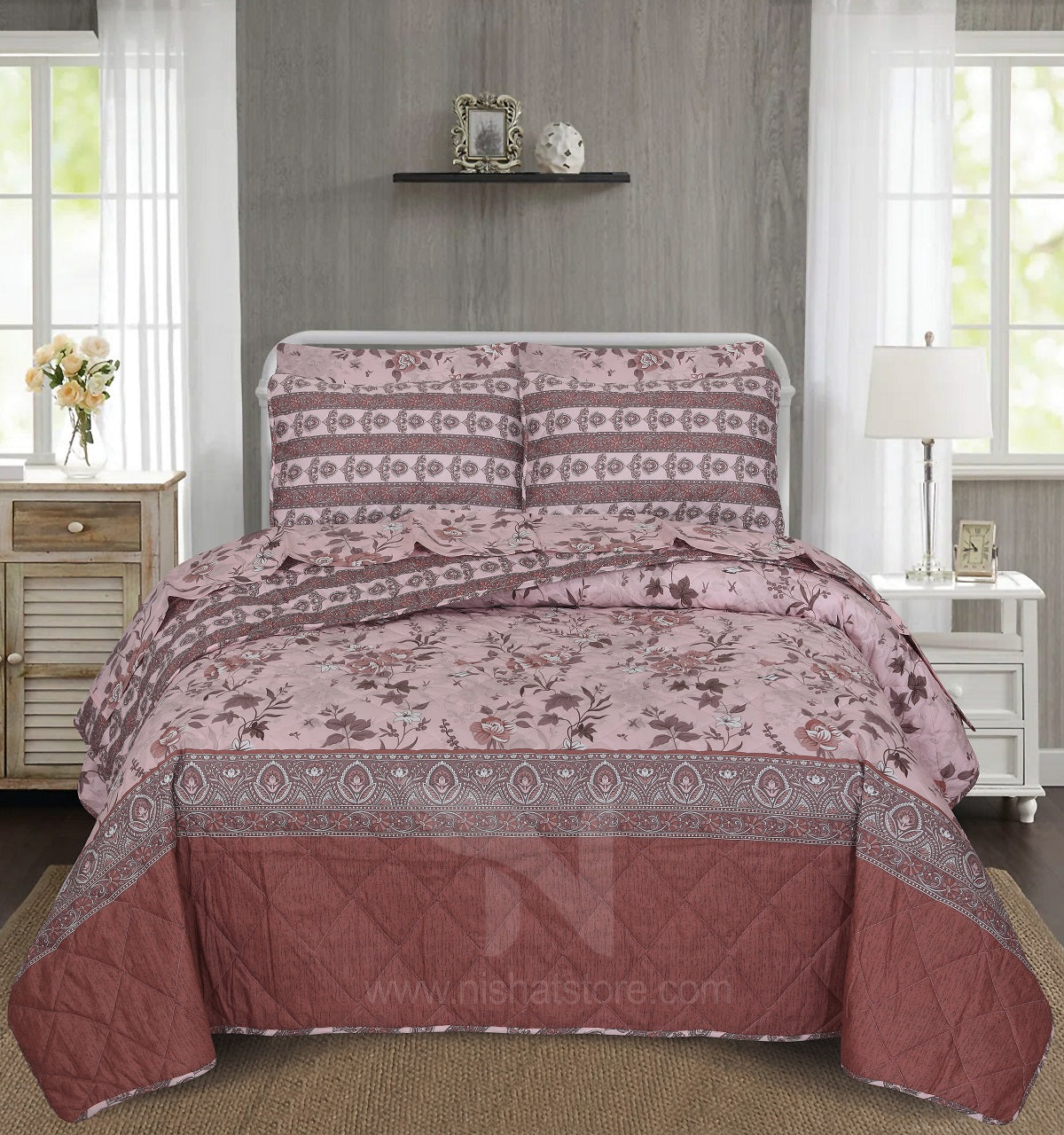 Quilted Comforter Set 6 Pcs Design 1043