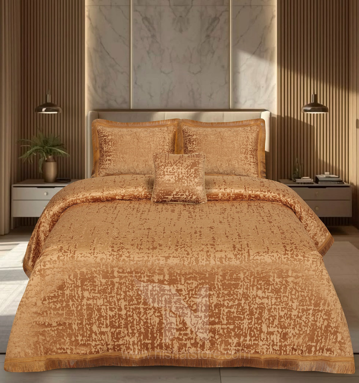 Heavy Velvet Texture Bed Sheet Set –4 Pcs Design #572