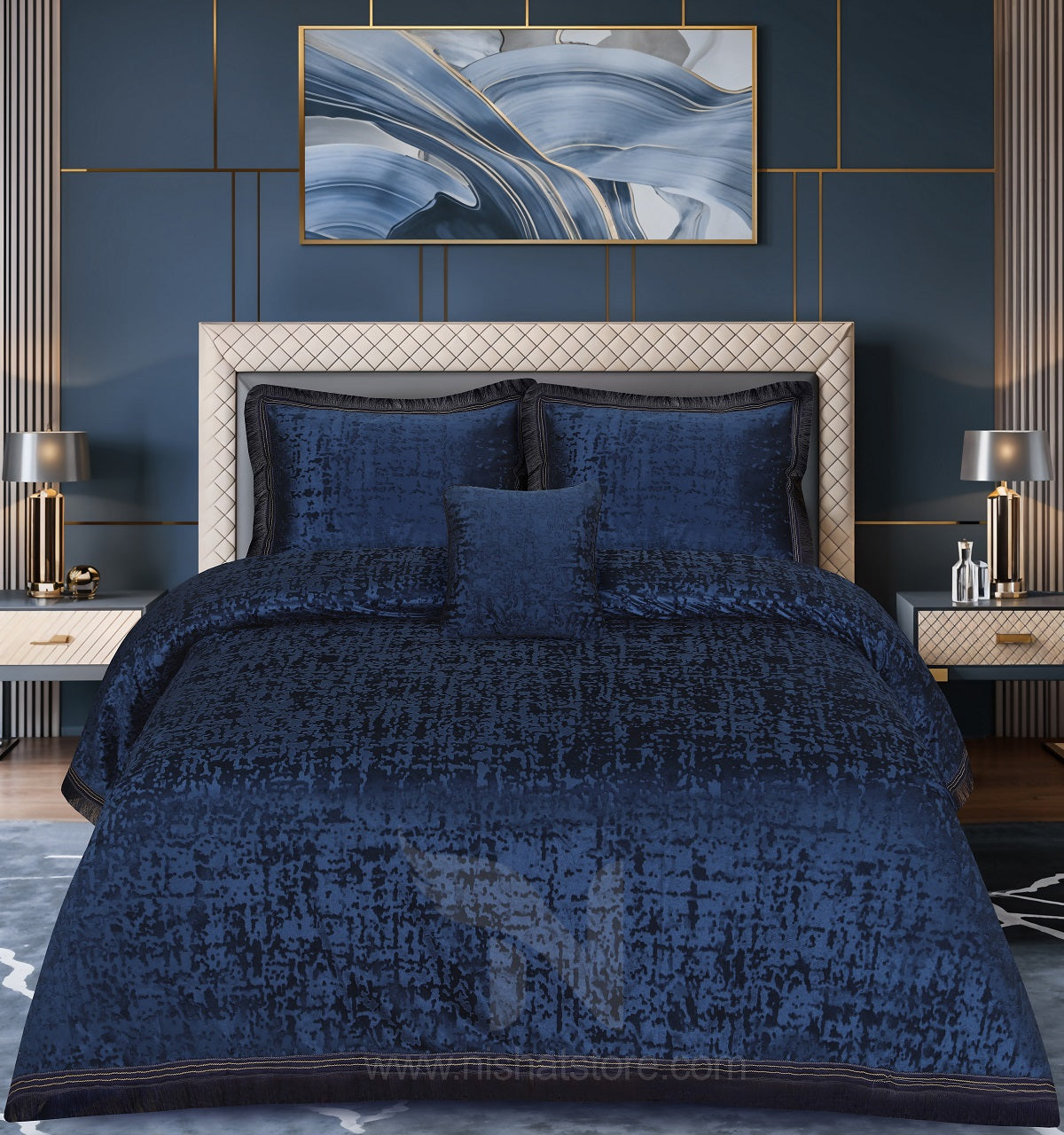 Heavy Velvet Texture Bed Sheet Set –4 Pcs Design #577