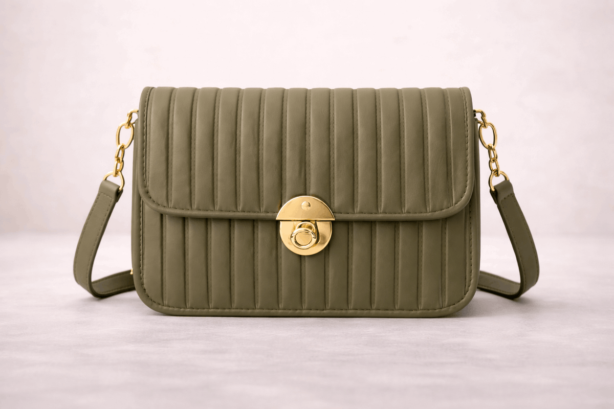 Elegant Dark grayish Brown Pleated Crossbody Bag