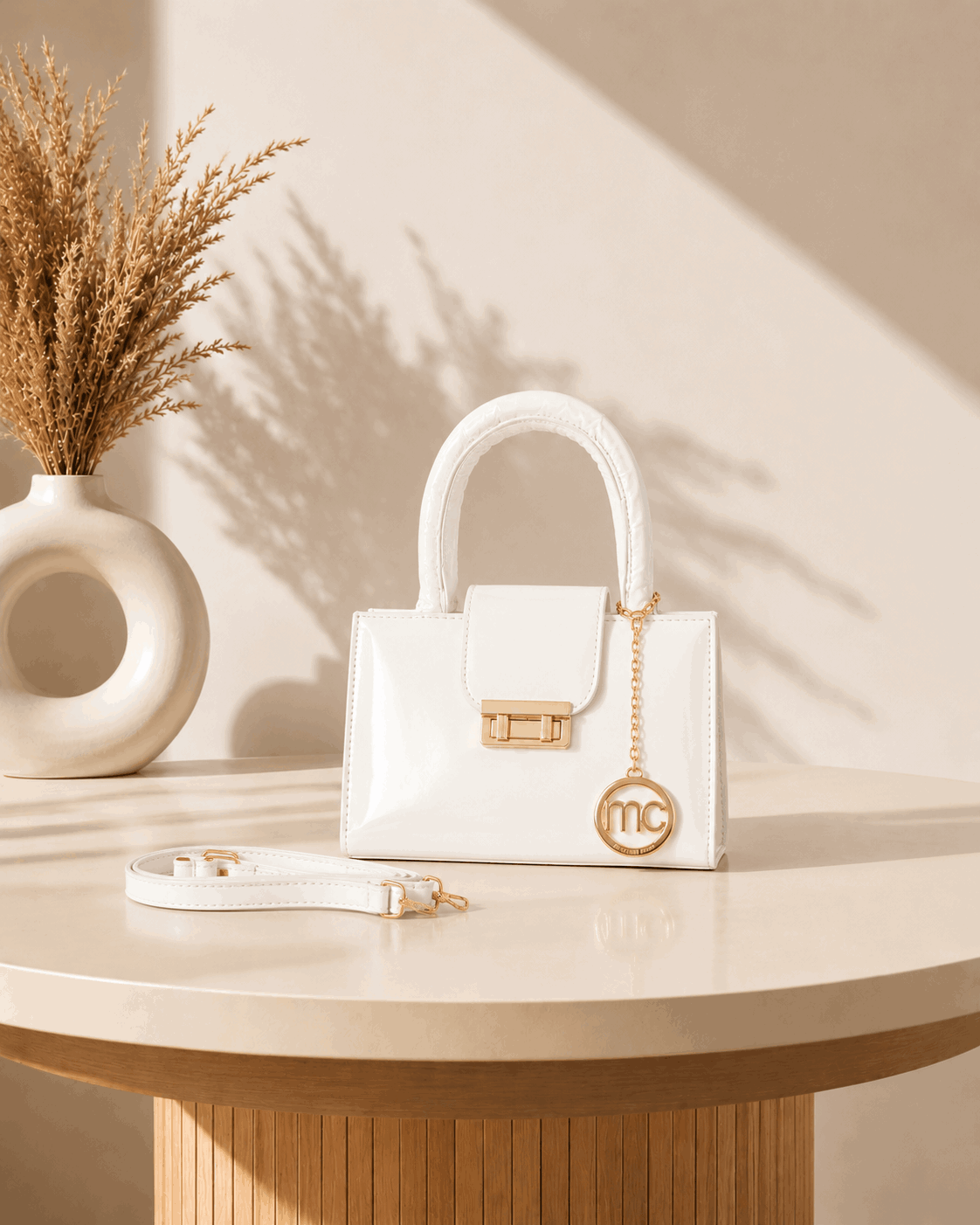 Glossy Charm Top Handle Bag