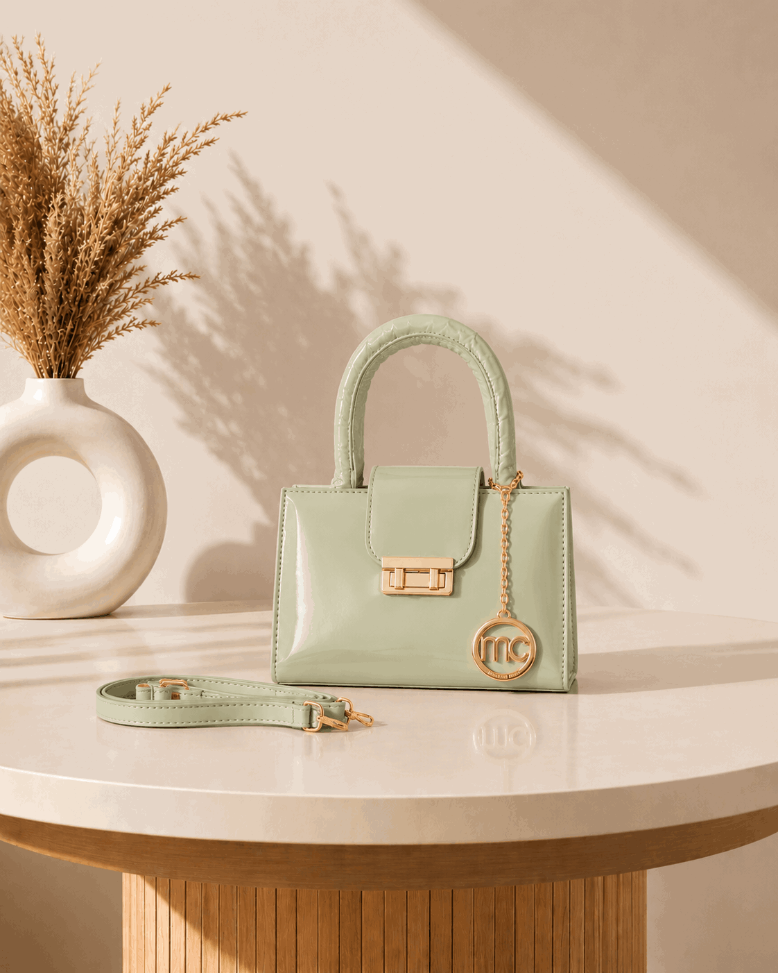 Glossy Charm Top Handle Bag