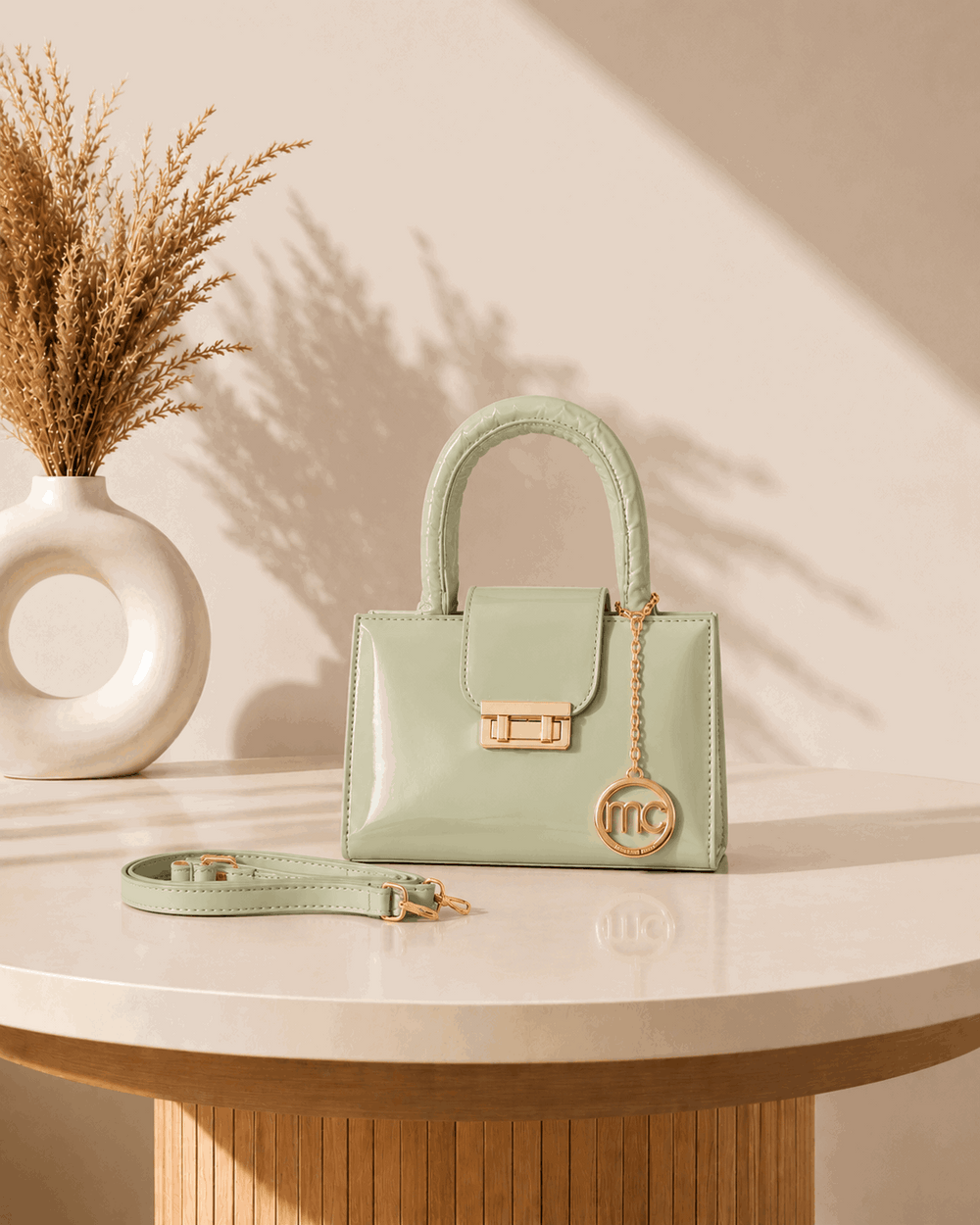 Glossy Charm Top Handle Bag