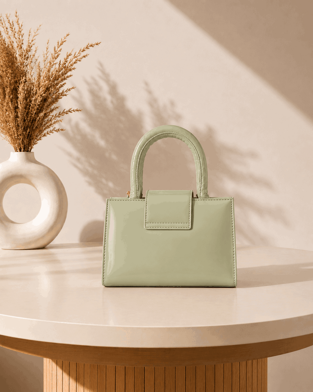 Glossy Charm Top Handle Bag