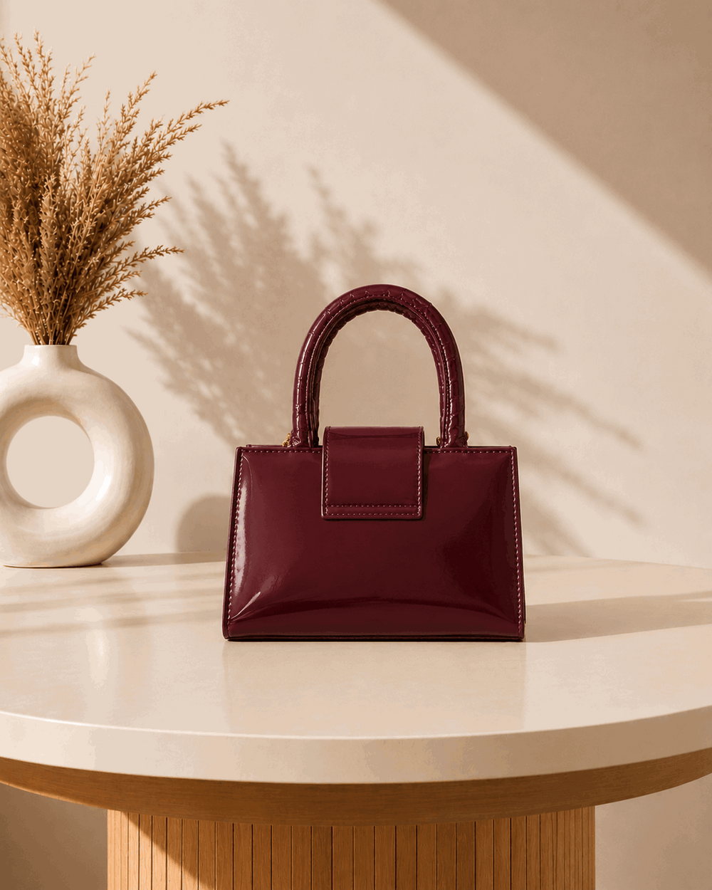 Glossy Charm Top Handle Bag