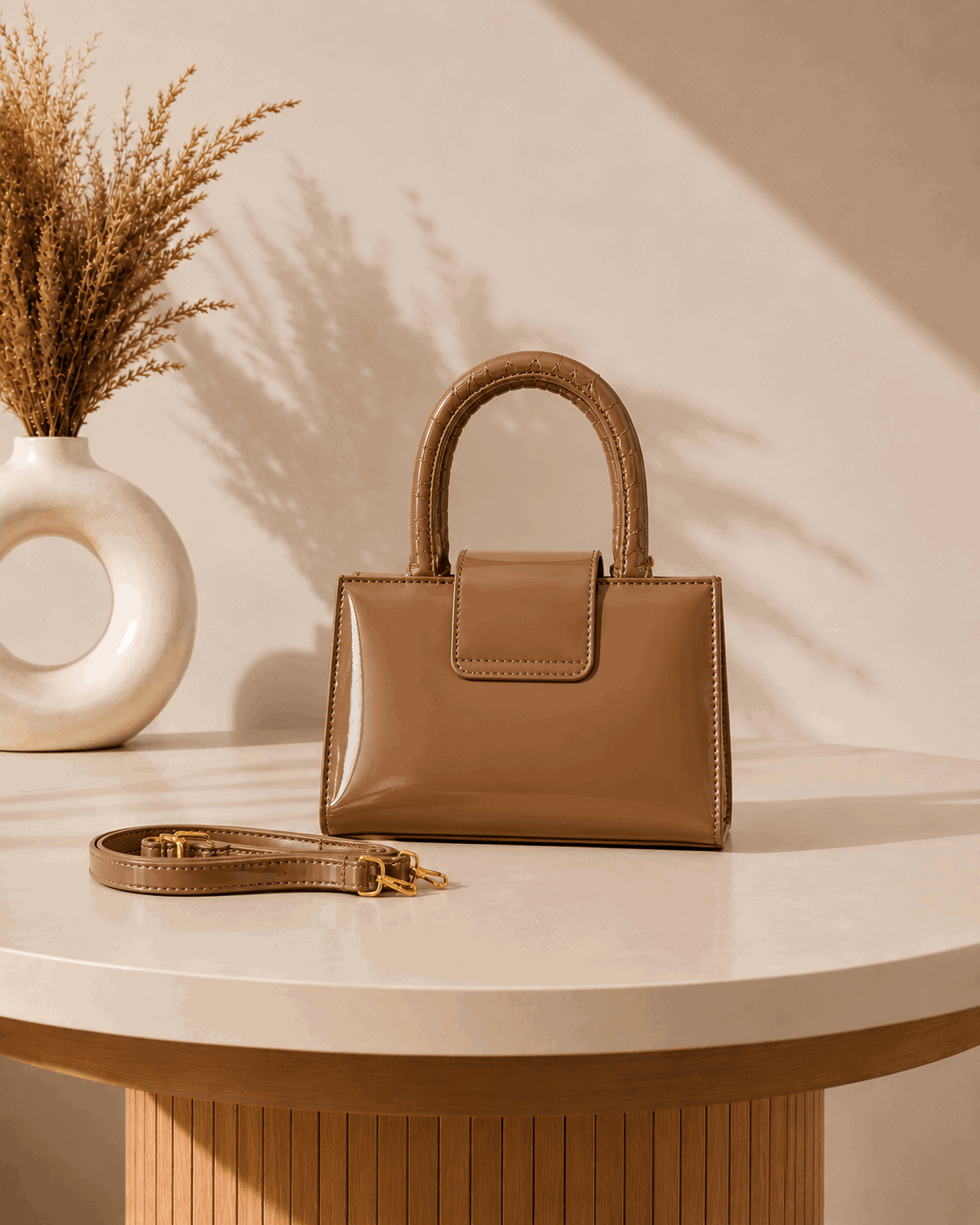 Glossy Charm Top Handle Bag