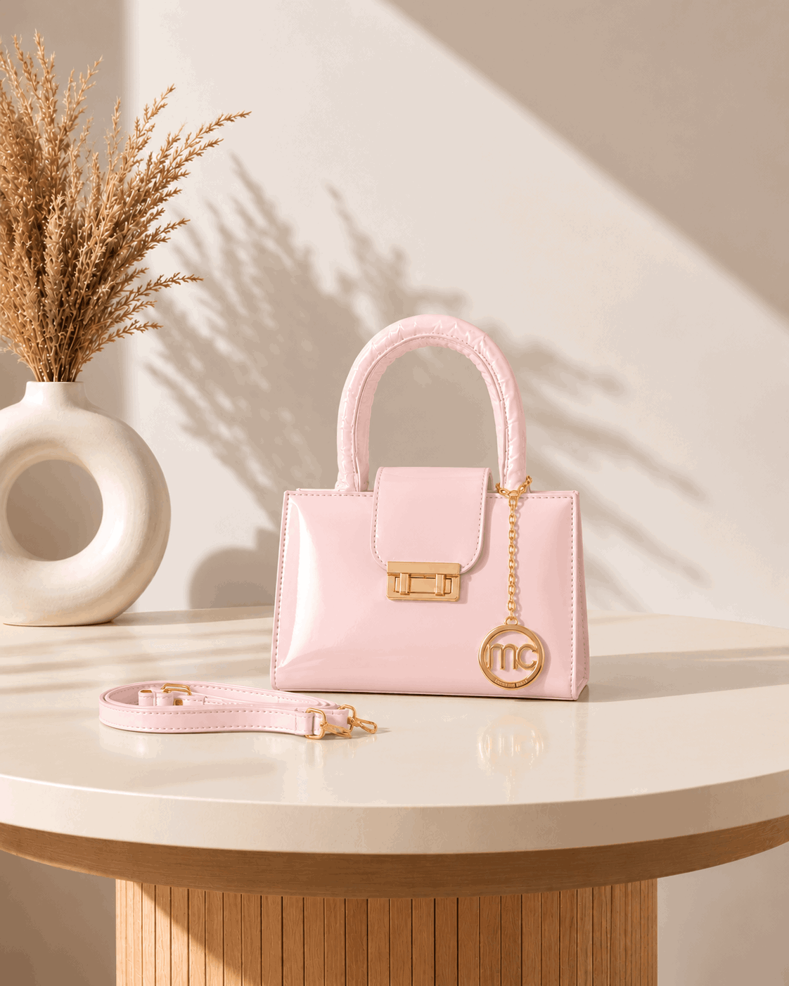 Glossy Charm Top Handle Bag