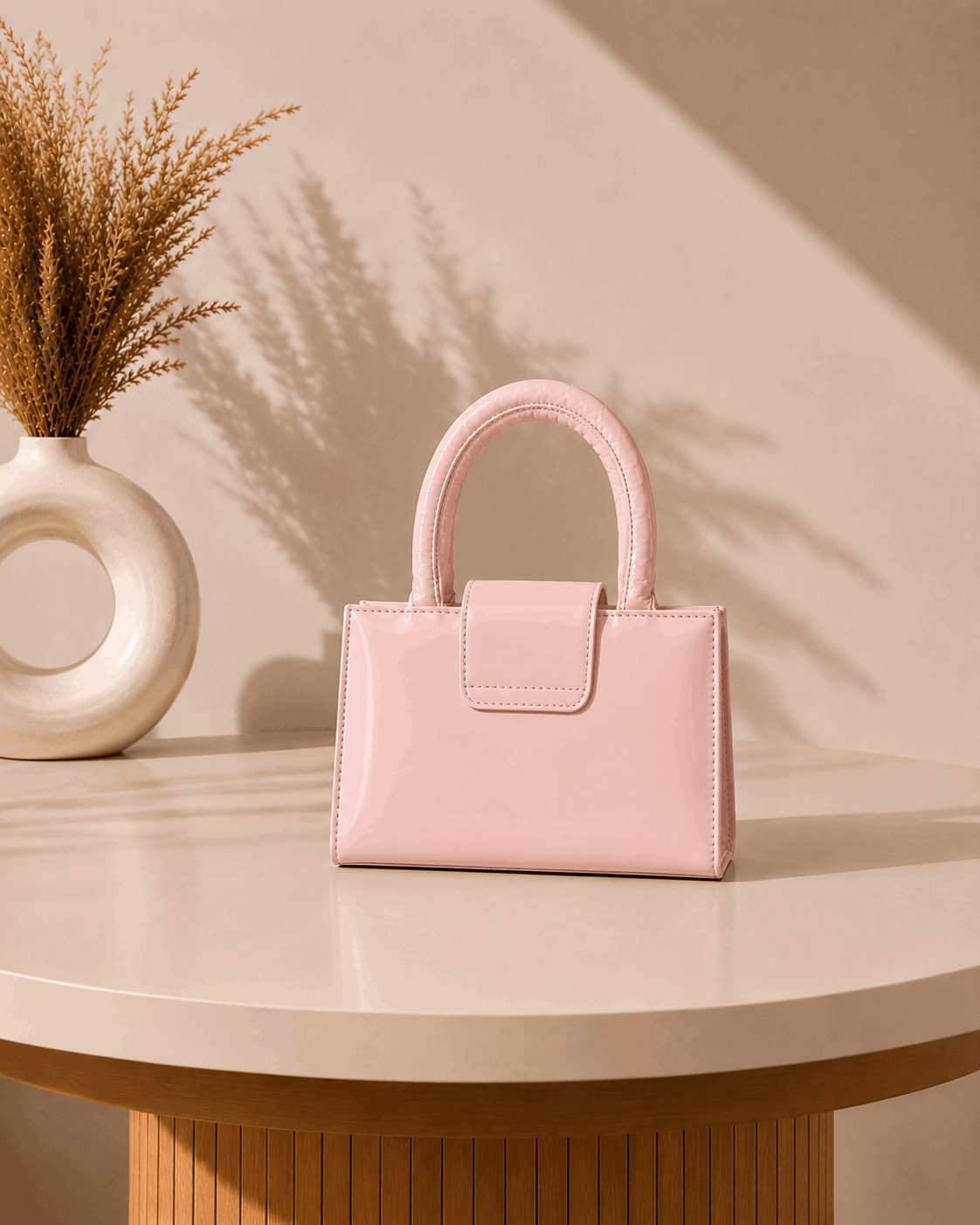 Glossy Charm Top Handle Bag