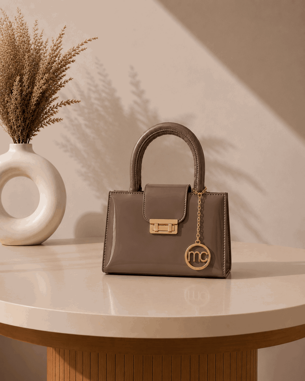 Glossy Charm Top Handle Bag