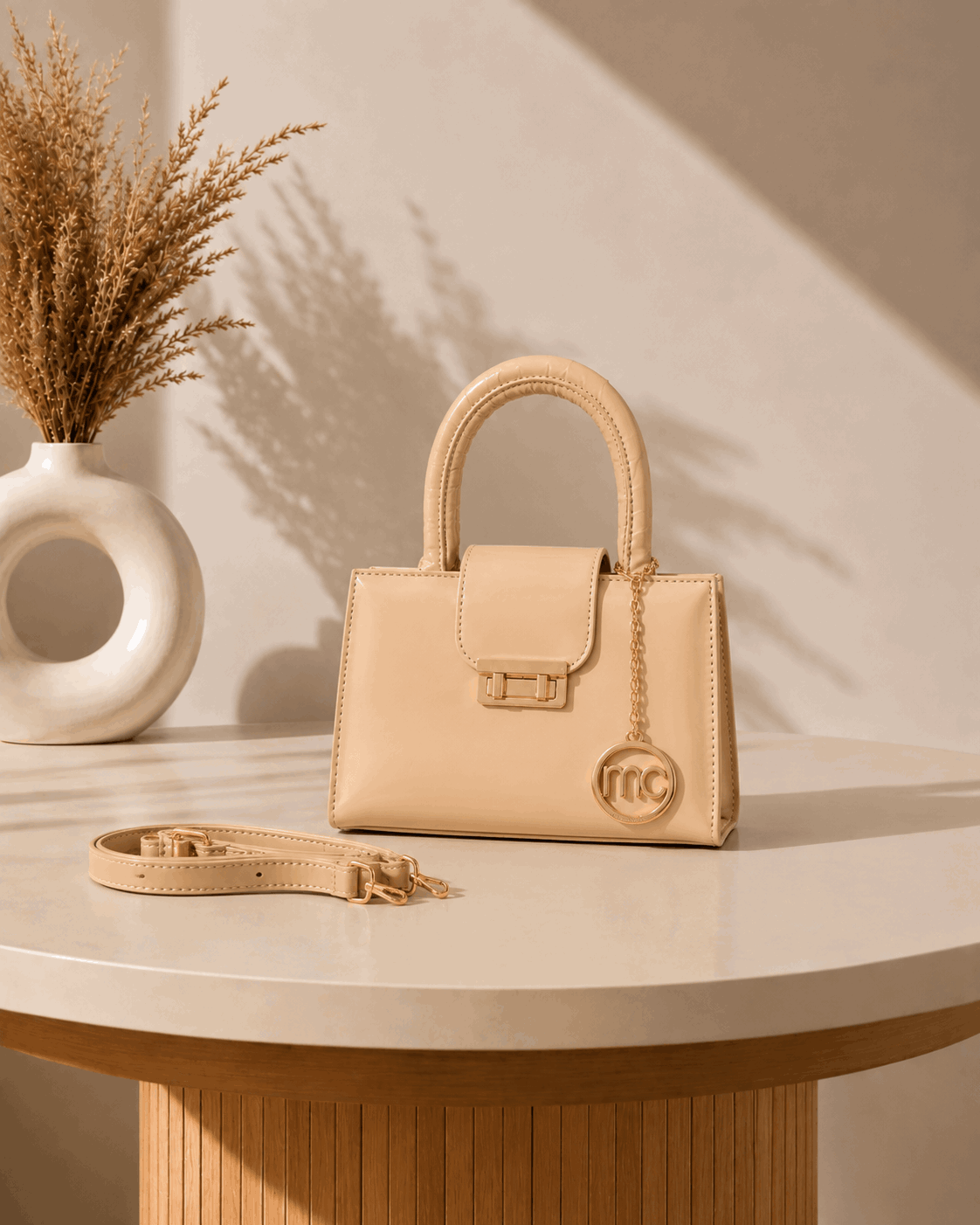 Glossy Charm Top Handle Bag