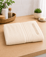 Embroided Linear Border Bath Towel