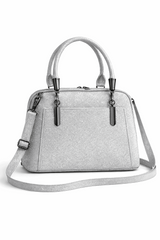 Elegant Shimmer Top-Handle Satchel Silver Grey