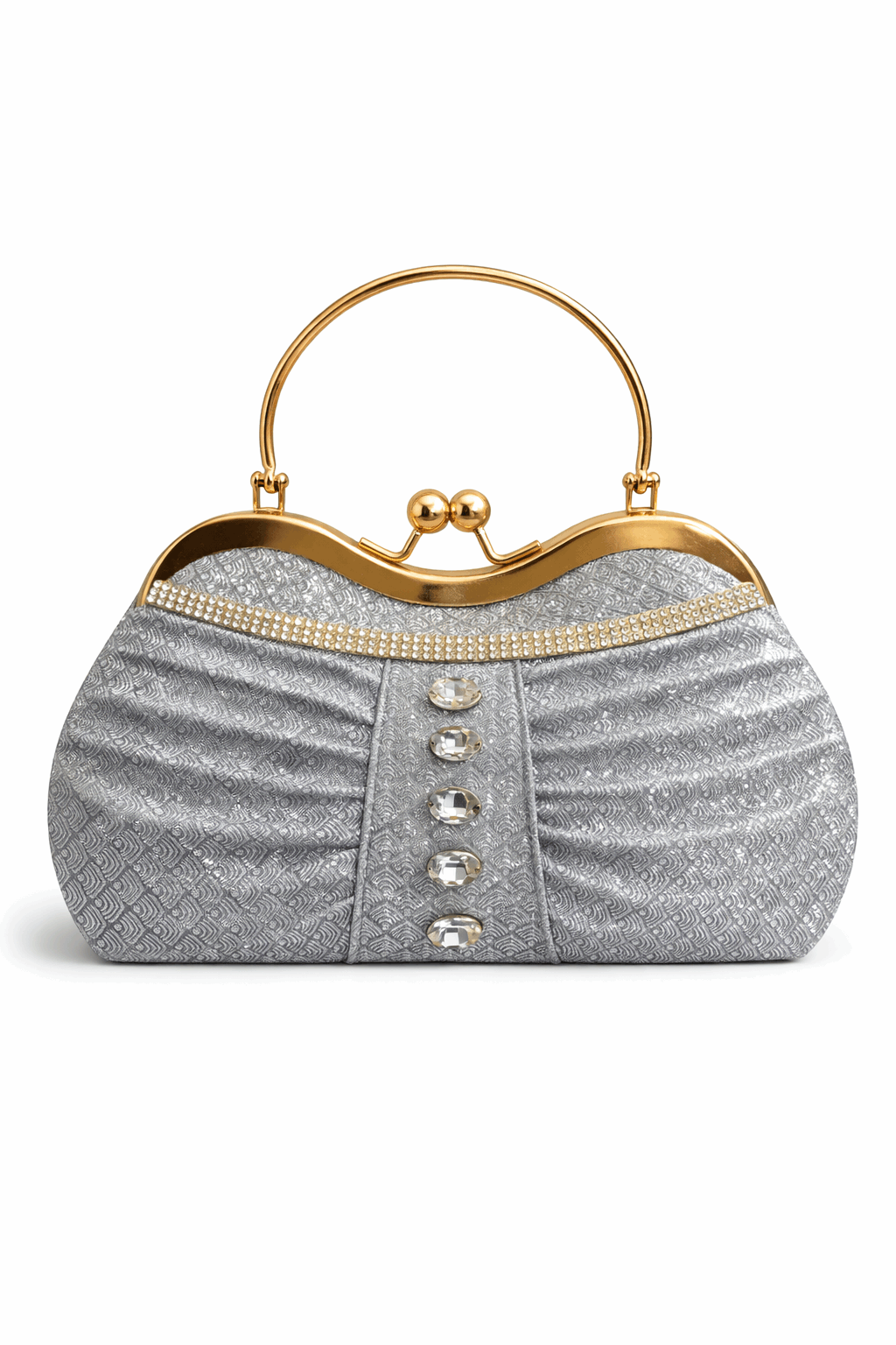 Sparkling Silver Pleated Evening Clutch