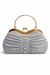 Sparkling Silver Pleated Evening Clutch